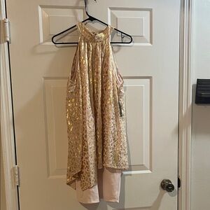 Wrapper Gold and Pink Sleeveless Top